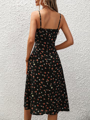 LUXE CHIC New Polka Dot Print Suspender Dress Summer Sexy Slit Long Dresses For Womens Clothing