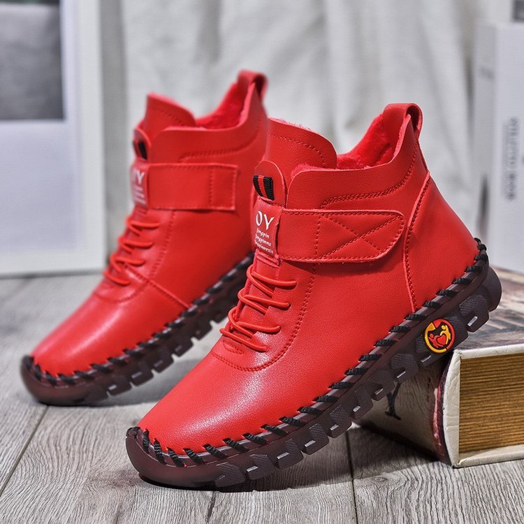 LUXE CHIC Women Snow Boots Winter Warm Lace Up Plush Ankle Boots With Sewing Thread Design New Waterproof Non-slip Platform Cozy Shoes