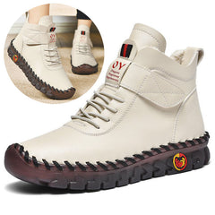 LUXE CHIC Women Snow Boots Winter Warm Lace Up Plush Ankle Boots With Sewing Thread Design New Waterproof Non-slip Platform Cozy Shoes