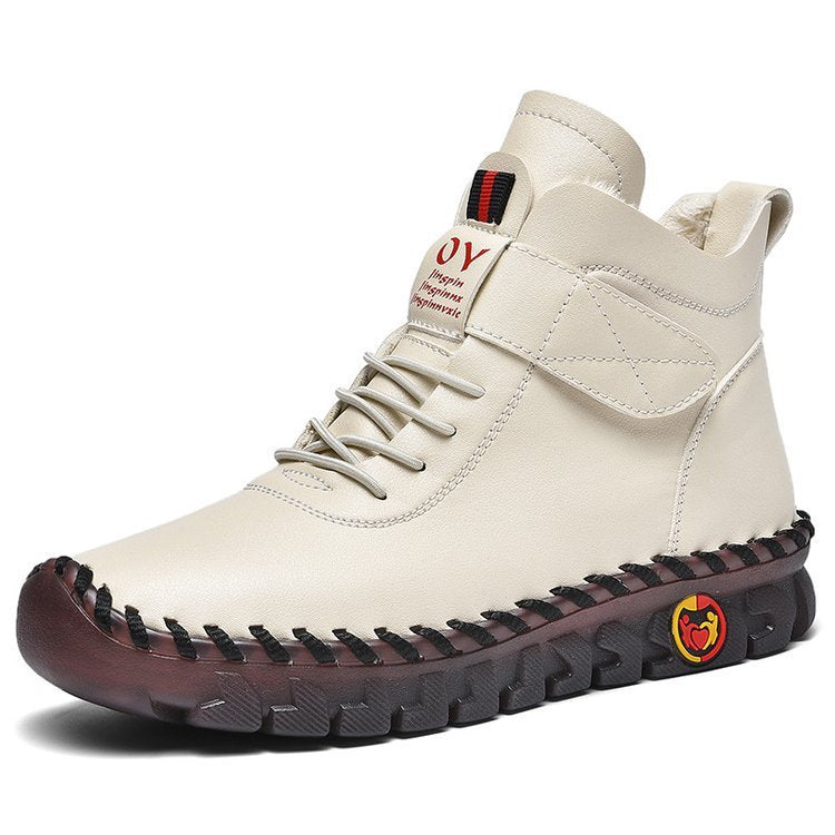 LUXE CHIC Women Snow Boots Winter Warm Lace Up Plush Ankle Boots With Sewing Thread Design New Waterproof Non-slip Platform Cozy Shoes