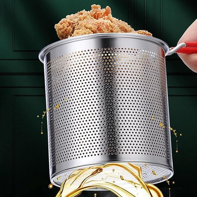 HOTLIST CART Deep Frying Pot with Strainer Basket,1200ml Stainless Steel Pan with Handle