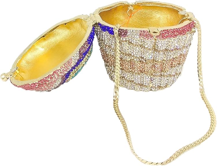 HOTLIST CART Women Mini Cupcake Clutch Evening Bags Crystal Wedding Purse Handbag Bridal Party Diamond Minaudiere Bag