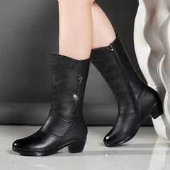 LUXE CHIC Women's Fashion Velvet Padded Warm Round Head Upper-wrapping Boots