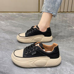 LUXE CHIC White Shoes Women's Leather Student Board Breathable Casual Shoes