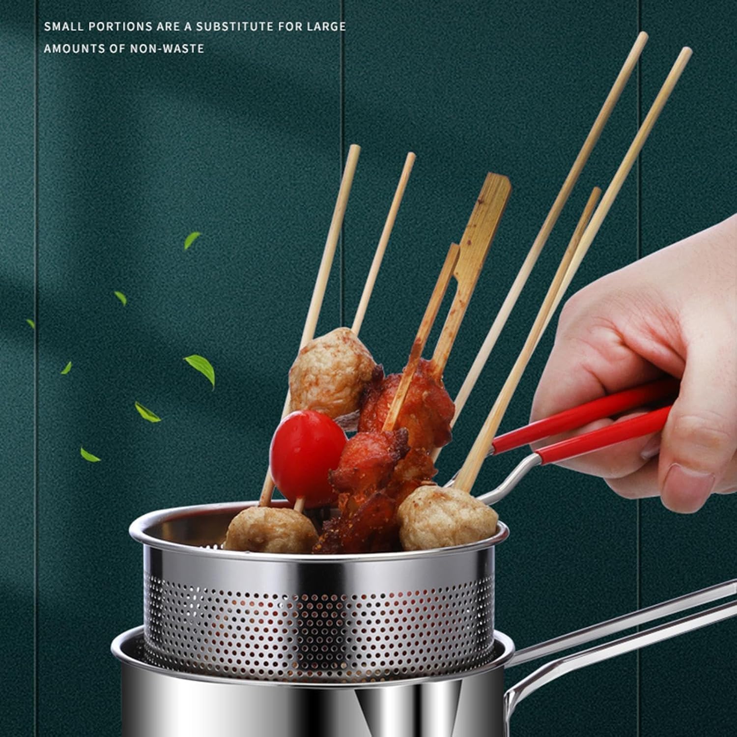 HOTLIST CART Deep Frying Pot with Strainer Basket,1200ml Stainless Steel Pan with Handle