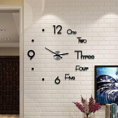 HOTLIST CART Plastic 3D DIY Frameless Designer Self Adhesive Analog Wall Clock with Big Mirror Surface Effect (70 cm X 70 cm, Black,KT-99-ONE Two-D