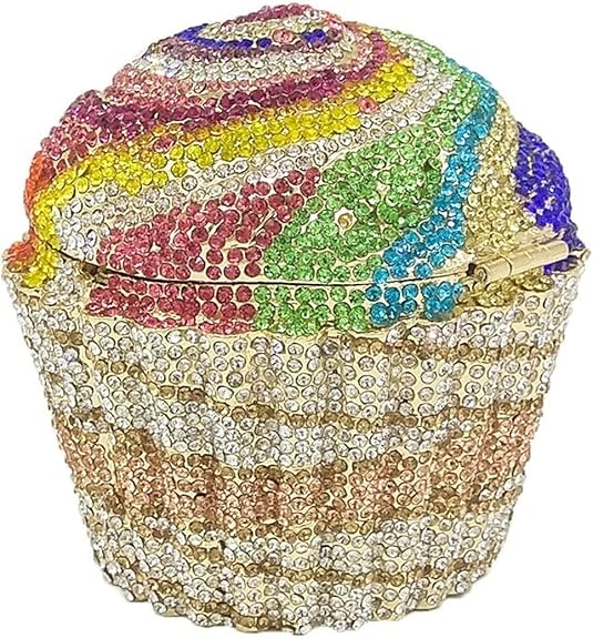 HOTLIST CART Women Mini Cupcake Clutch Evening Bags Crystal Wedding Purse Handbag Bridal Party Diamond Minaudiere Bag
