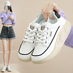 LUXE CHIC White Shoes Women's Leather Student Board Breathable Casual Shoes