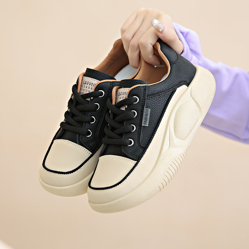 LUXE CHIC White Shoes Women's Leather Student Board Breathable Casual Shoes