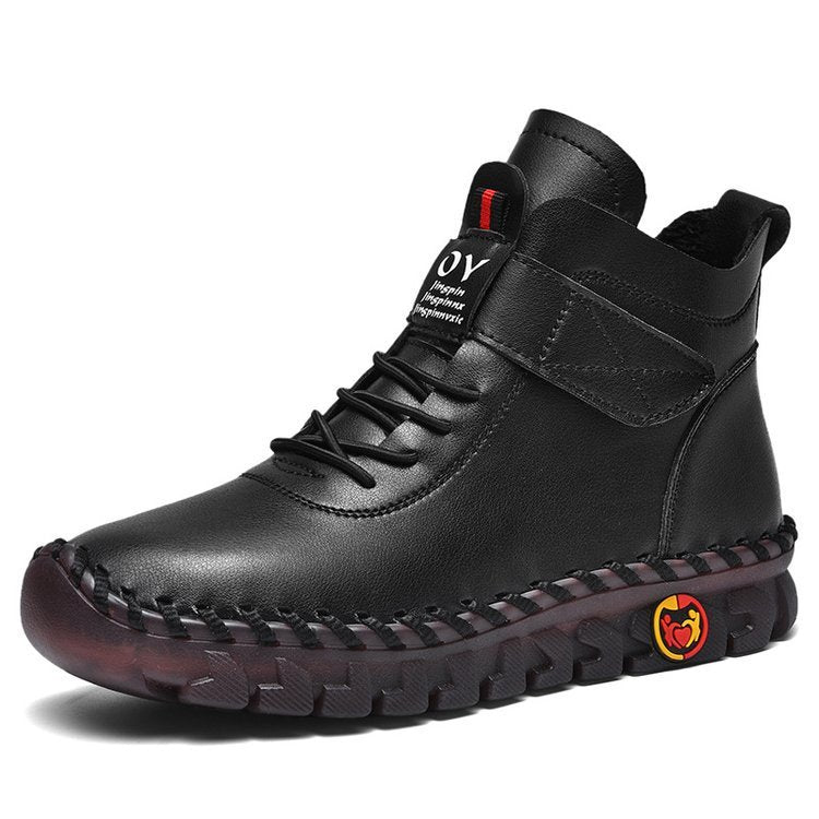 LUXE CHIC Women Snow Boots Winter Warm Lace Up Plush Ankle Boots With Sewing Thread Design New Waterproof Non-slip Platform Cozy Shoes