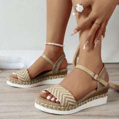 LUXE CHIC Women's Casual Sandals With Back Straps And Sloping Heels