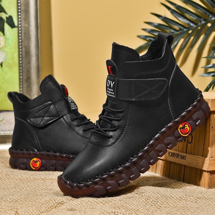 LUXE CHIC Women Snow Boots Winter Warm Lace Up Plush Ankle Boots With Sewing Thread Design New Waterproof Non-slip Platform Cozy Shoes