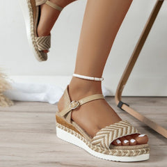 LUXE CHIC Women's Casual Sandals With Back Straps And Sloping Heels