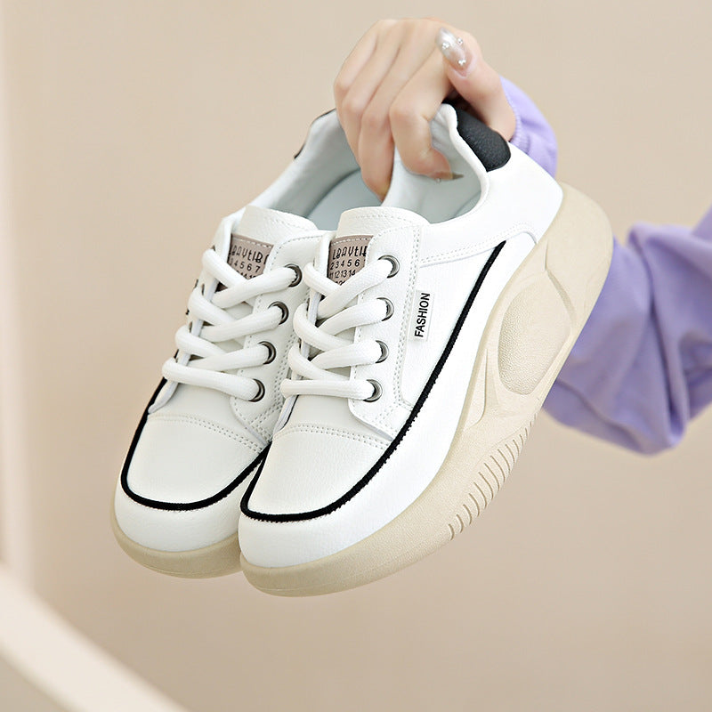 LUXE CHIC White Shoes Women's Leather Student Board Breathable Casual Shoes