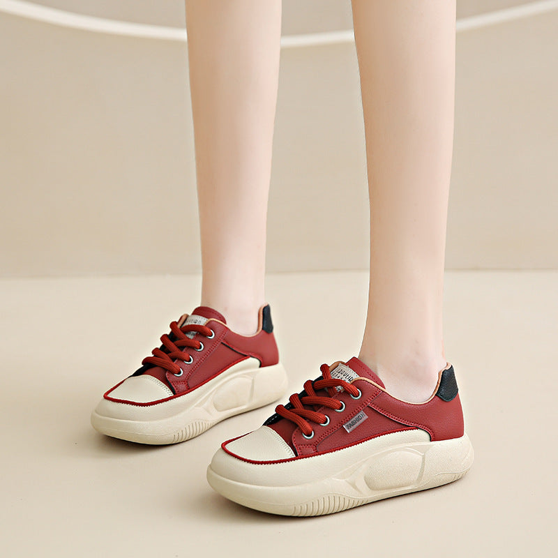 LUXE CHIC White Shoes Women's Leather Student Board Breathable Casual Shoes