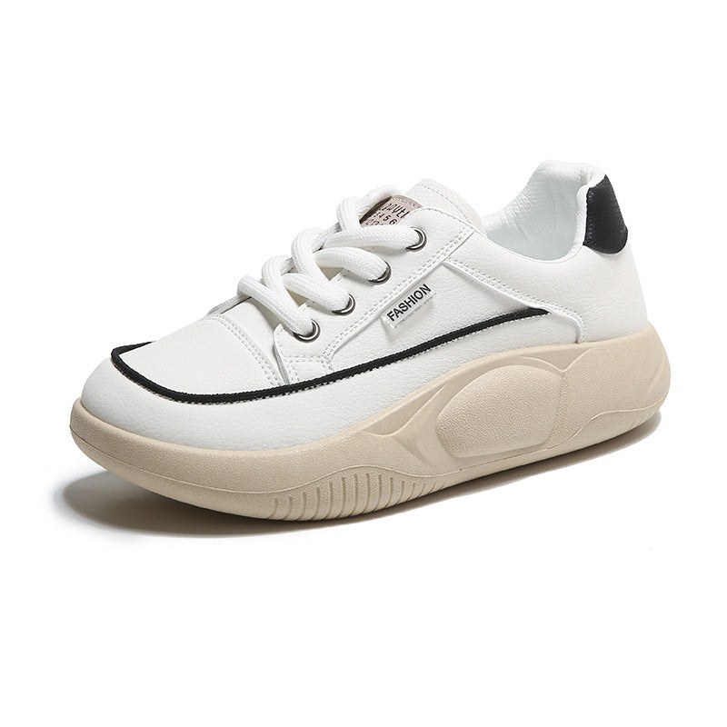 LUXE CHIC White Shoes Women's Leather Student Board Breathable Casual Shoes