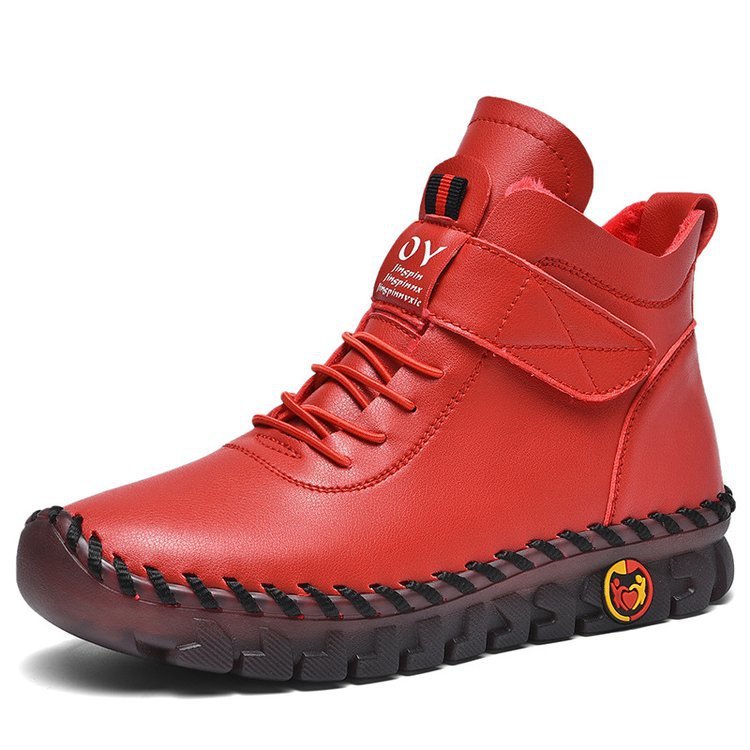 LUXE CHIC Women Snow Boots Winter Warm Lace Up Plush Ankle Boots With Sewing Thread Design New Waterproof Non-slip Platform Cozy Shoes
