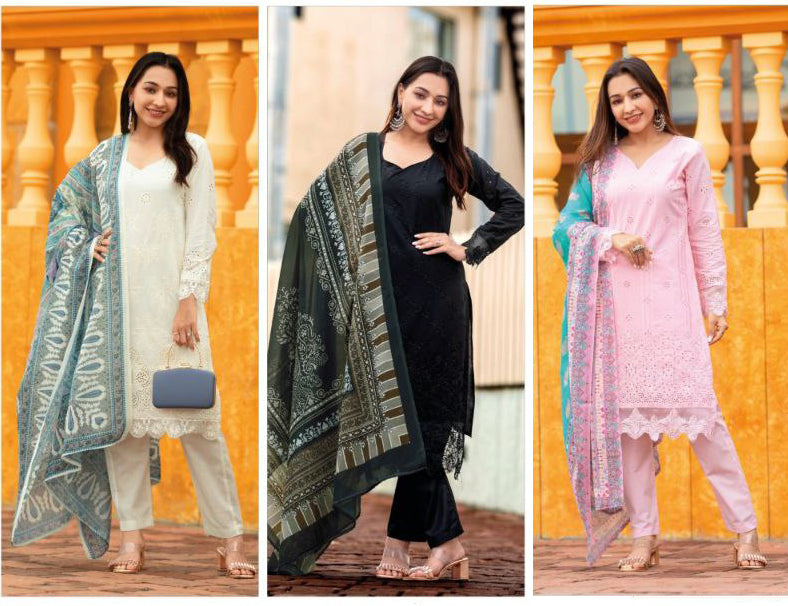 LUXE CHIC CAMBRIC EMBROIDERY KURTA SET