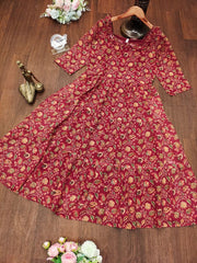 LUXE CHIC maroon kalamkari short dress
